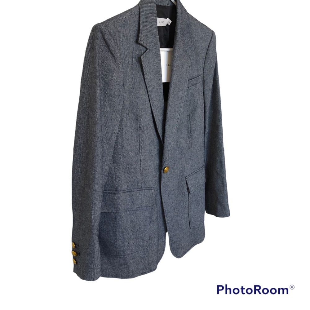 A.L.C. Cotton/Linen Blazer/Jacket Grey Single Button Size 6 - Picture 7 of 16